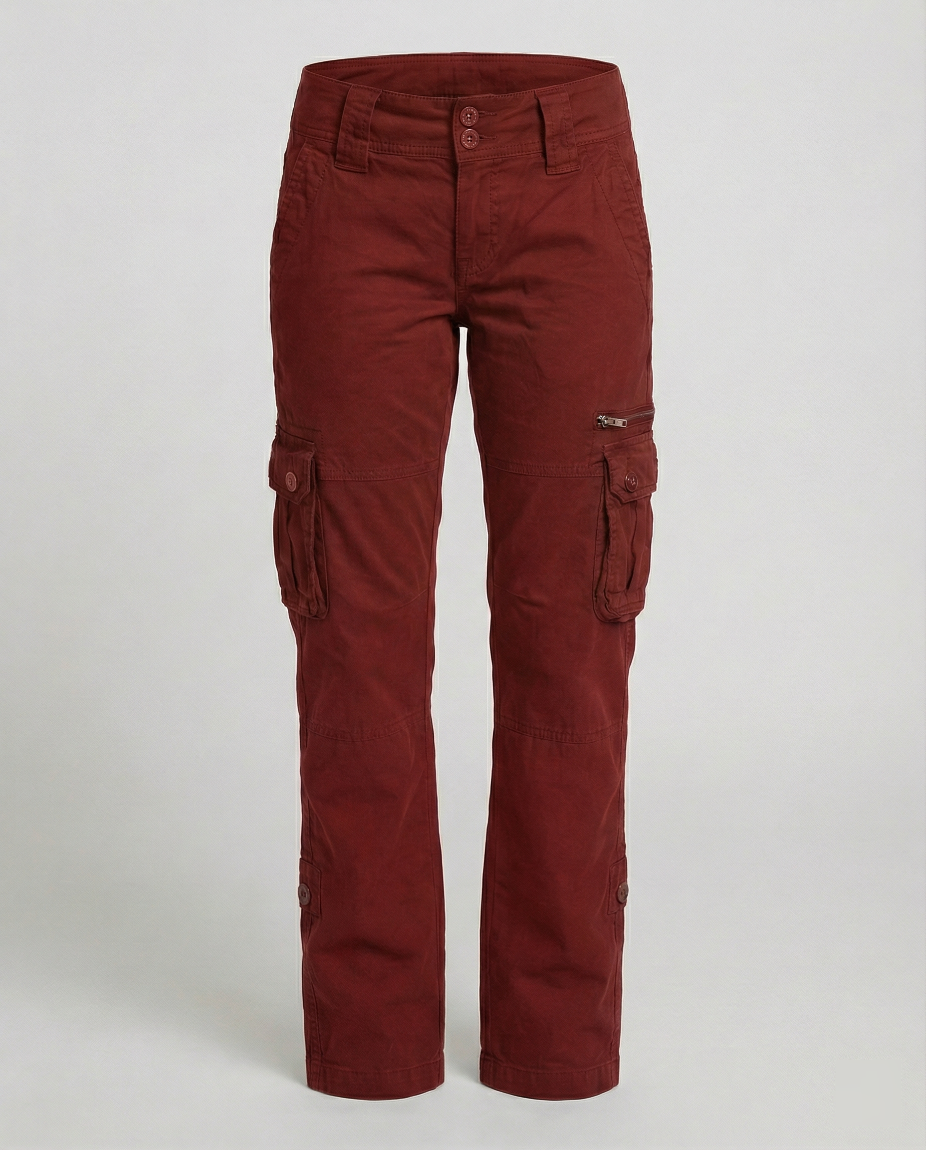 Straight-Leg Stretch Cargo Pants with Multiple Pockets