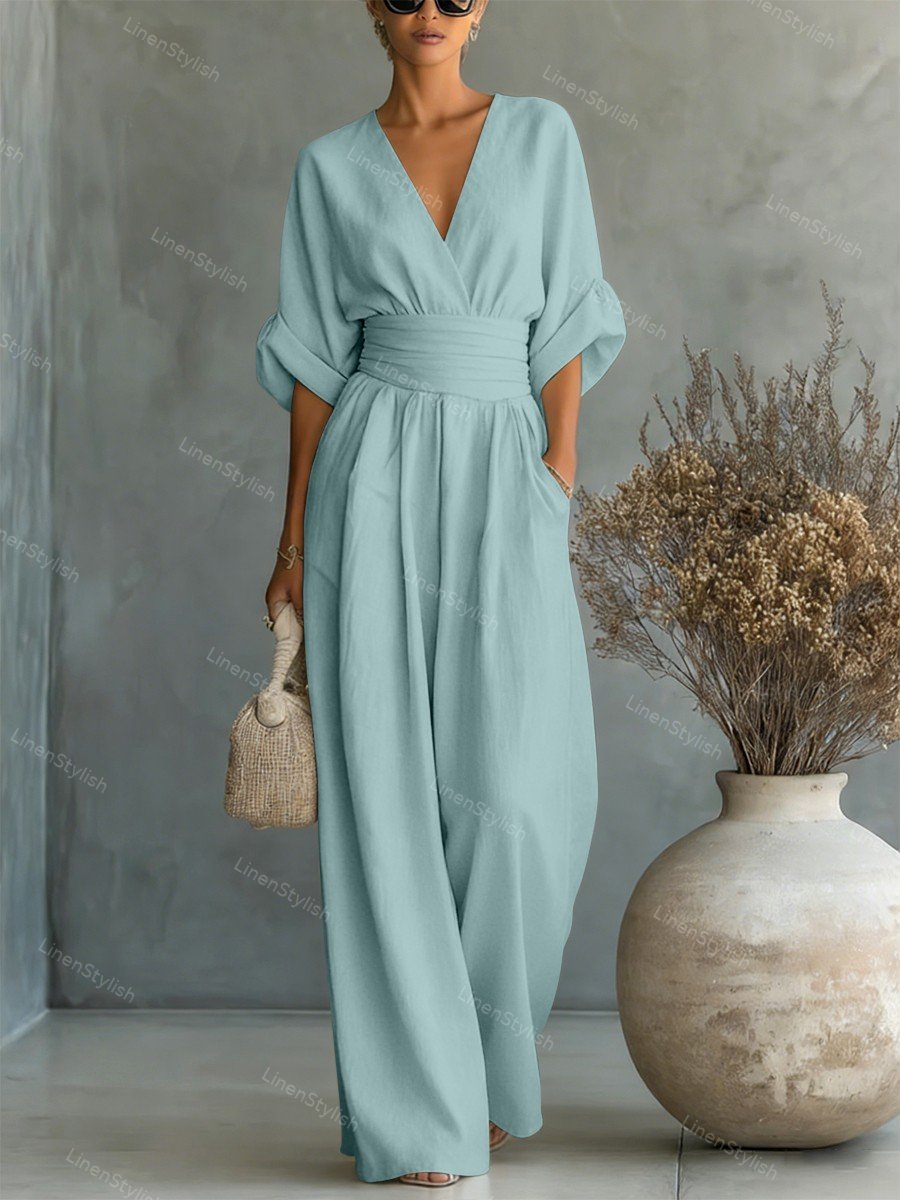 Women's Deep V-Neck Tailored Jumpsuit