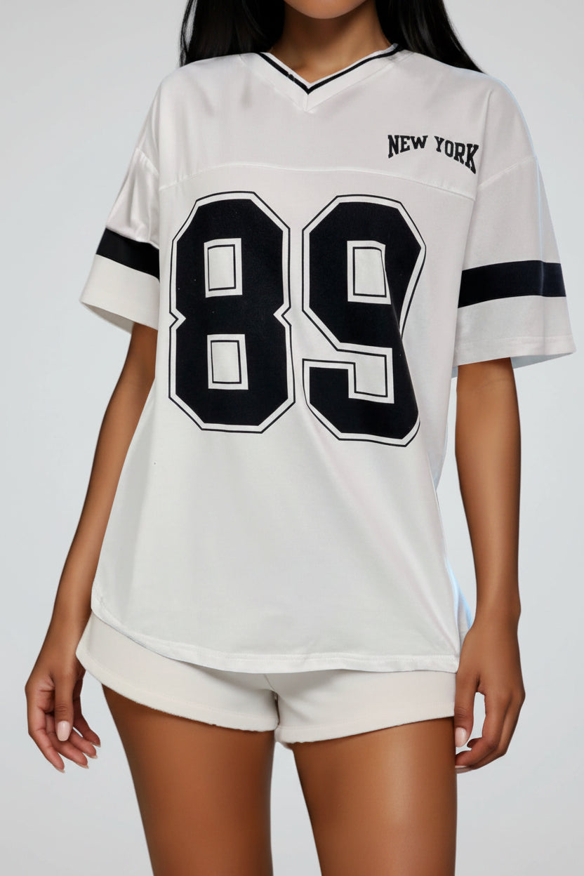 V-Neck Varsity Stripe Graphic Tee