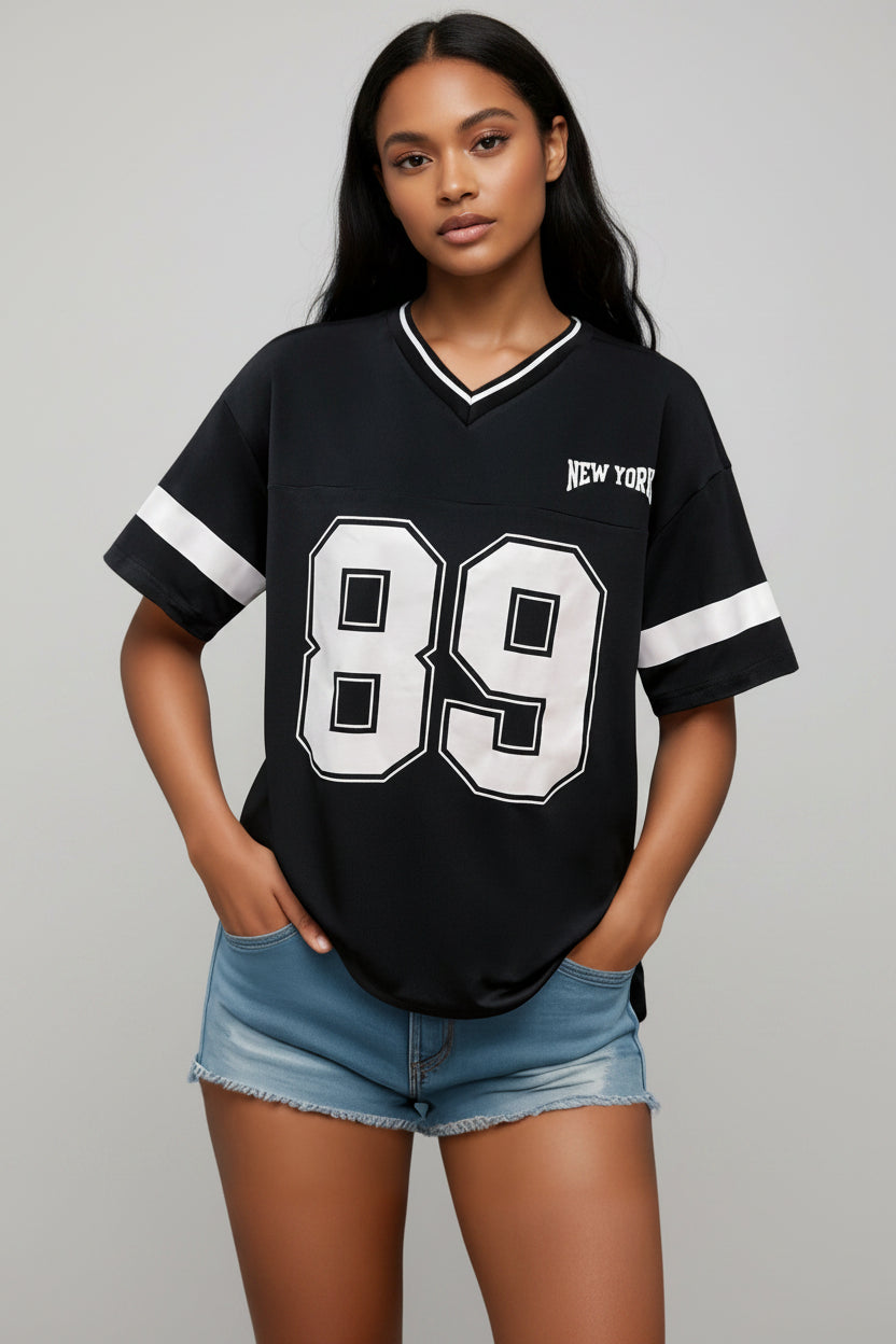 V-Neck Varsity Stripe Graphic Tee