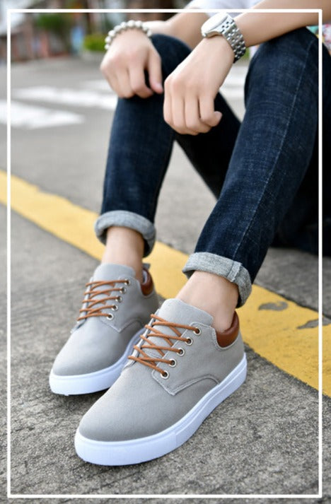 Men's Casual Canvas Sneakers With White Sole