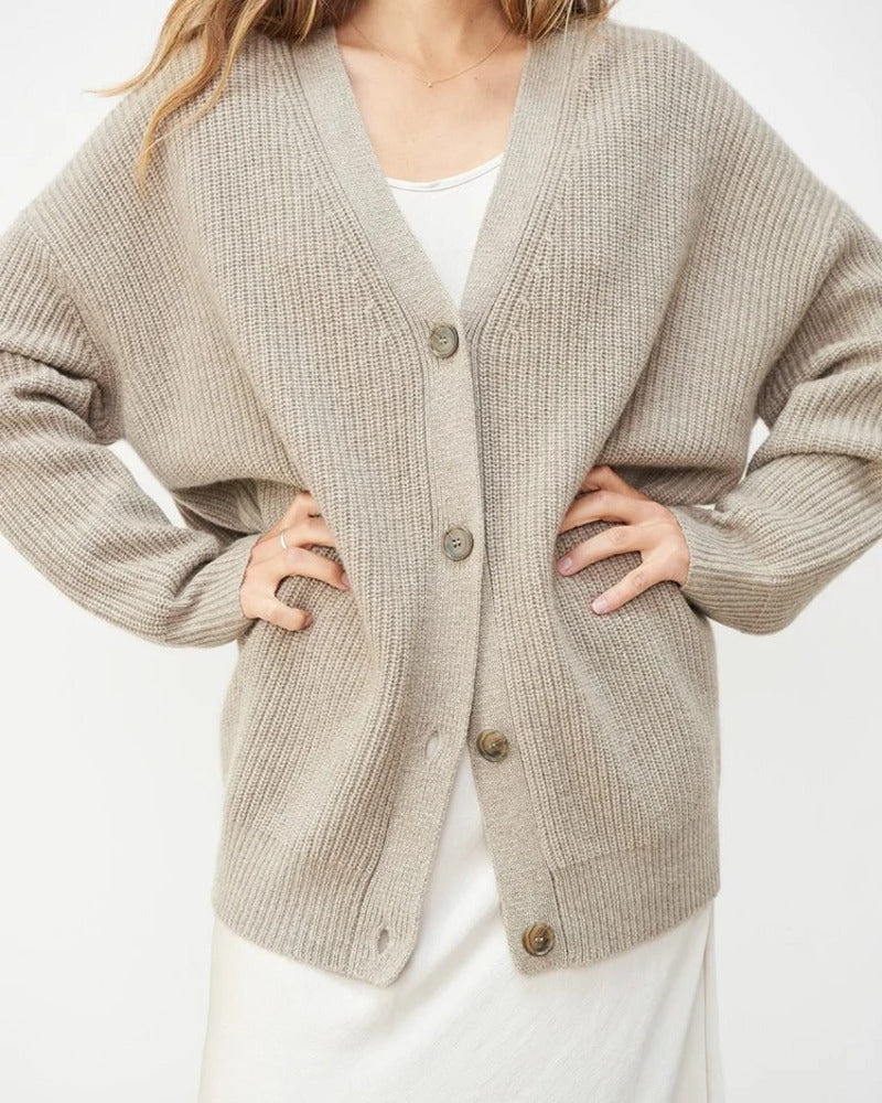 Oversized Soft Knit Cardigan In Neutral Tones