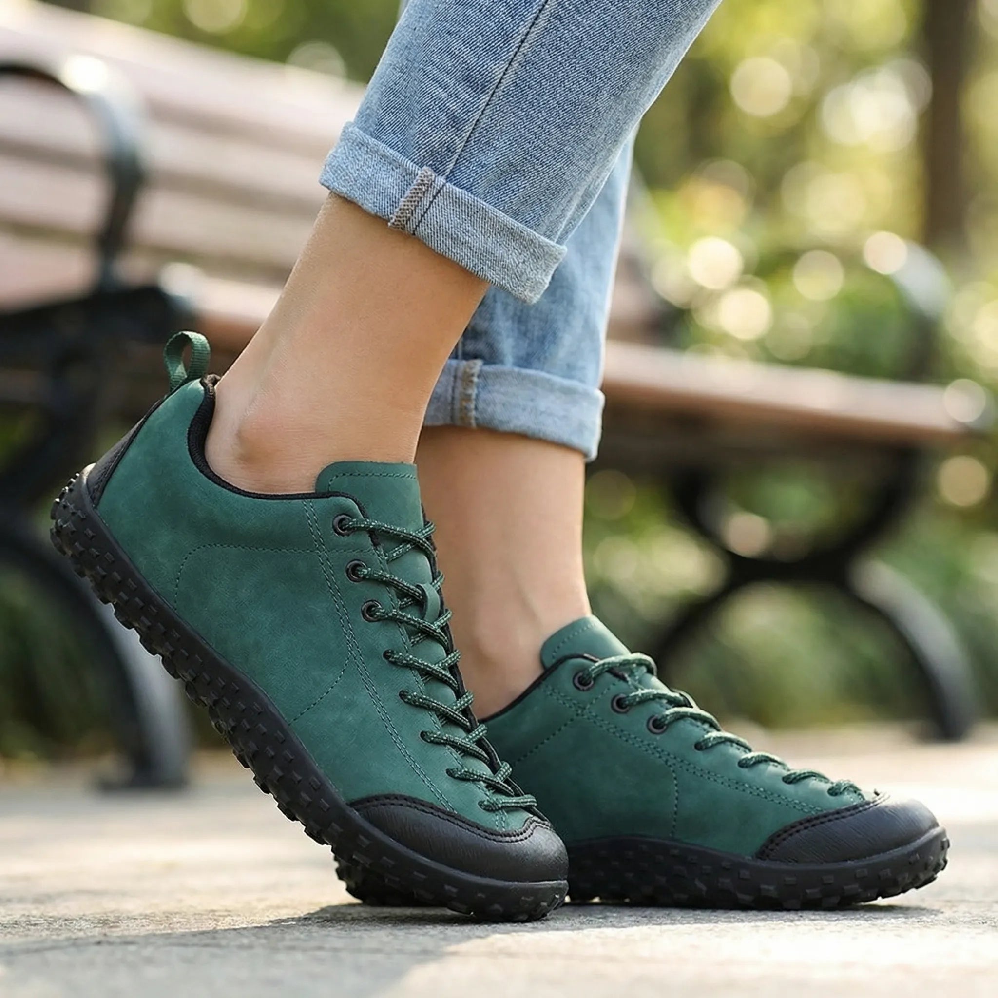 Wide Toe Box Suede Walking Trainers