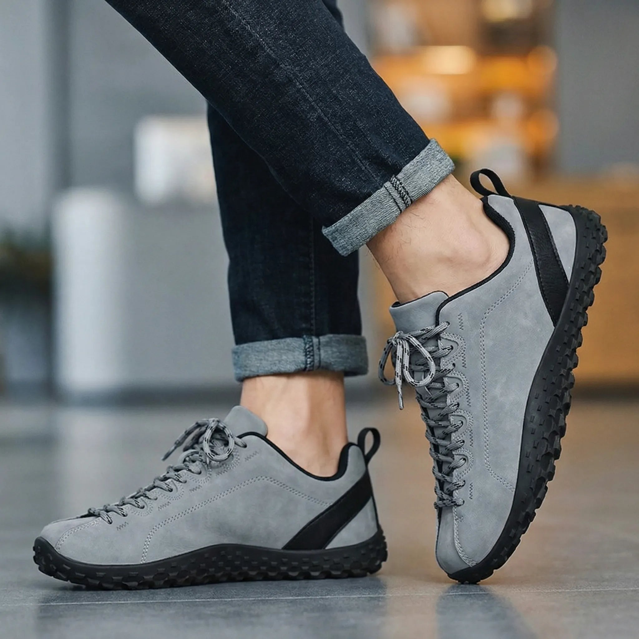 Wide Toe Box Suede Walking Trainers