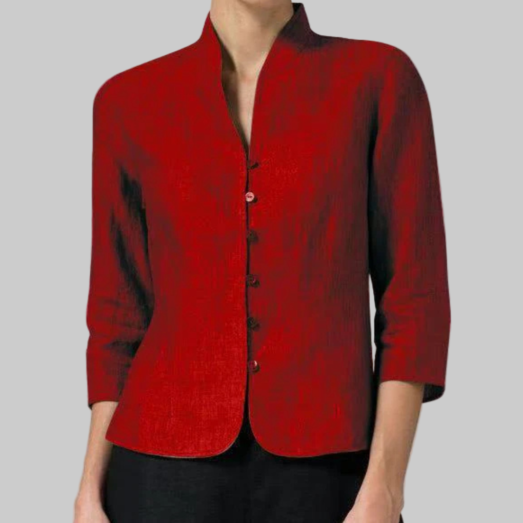 Women's Stand Collar Detail Blouse