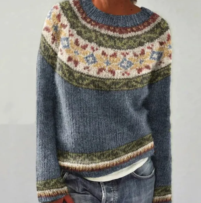 Nordic Stripe Knit Pullover Sweater