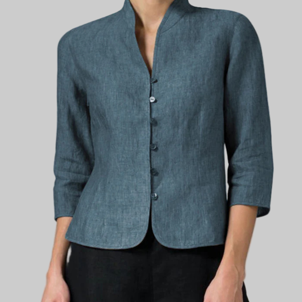 Women's Stand Collar Detail Blouse