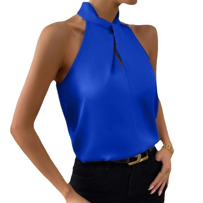 Twist Knot Neck Silk Top