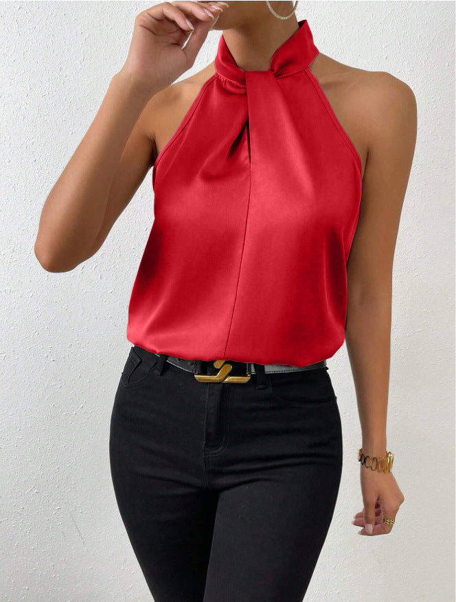 Twist Knot Neck Silk Top