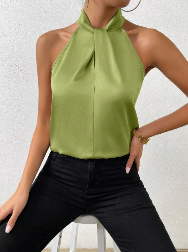 Twist Knot Neck Silk Top