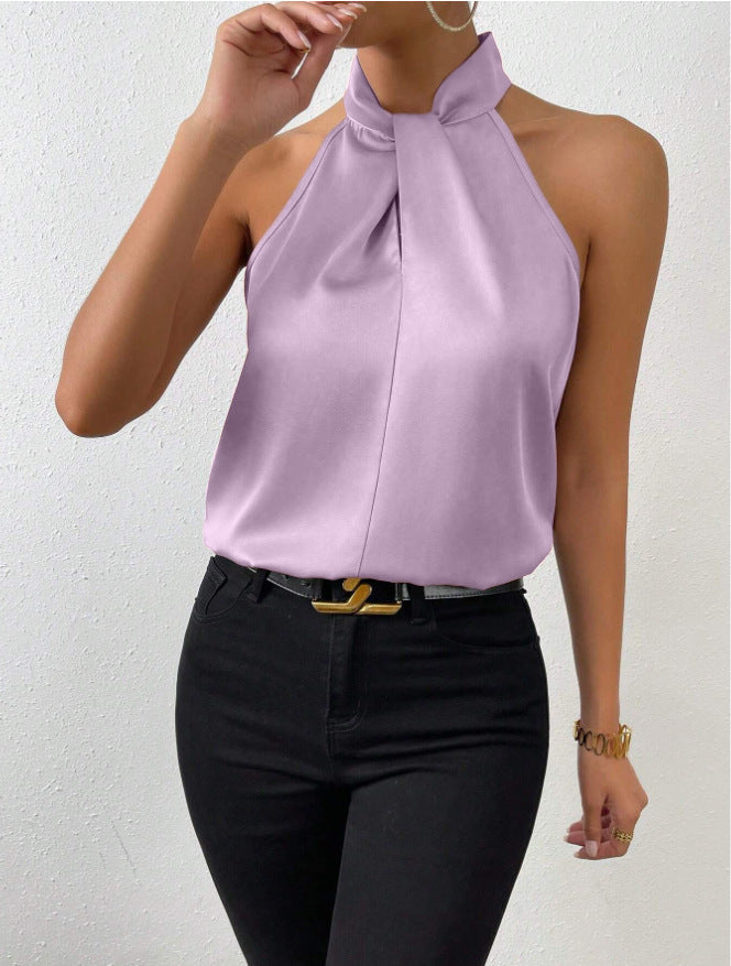Twist Knot Neck Silk Top