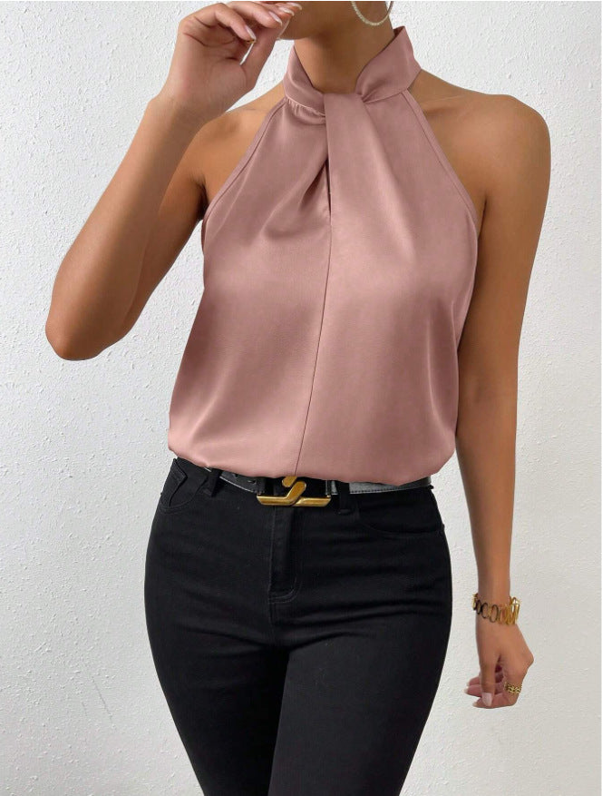 Twist Knot Neck Silk Top