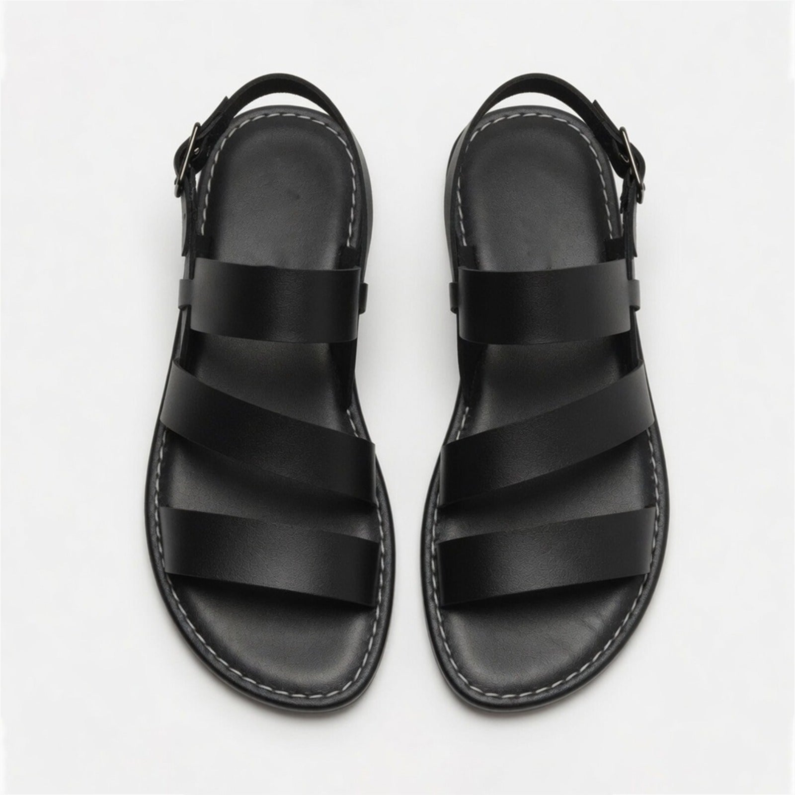 Crossover Strap Open Toe Flat Sandals