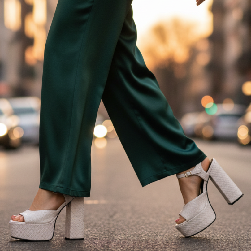 Ultra High Block Heel Platform Sandals with Buckle Strap