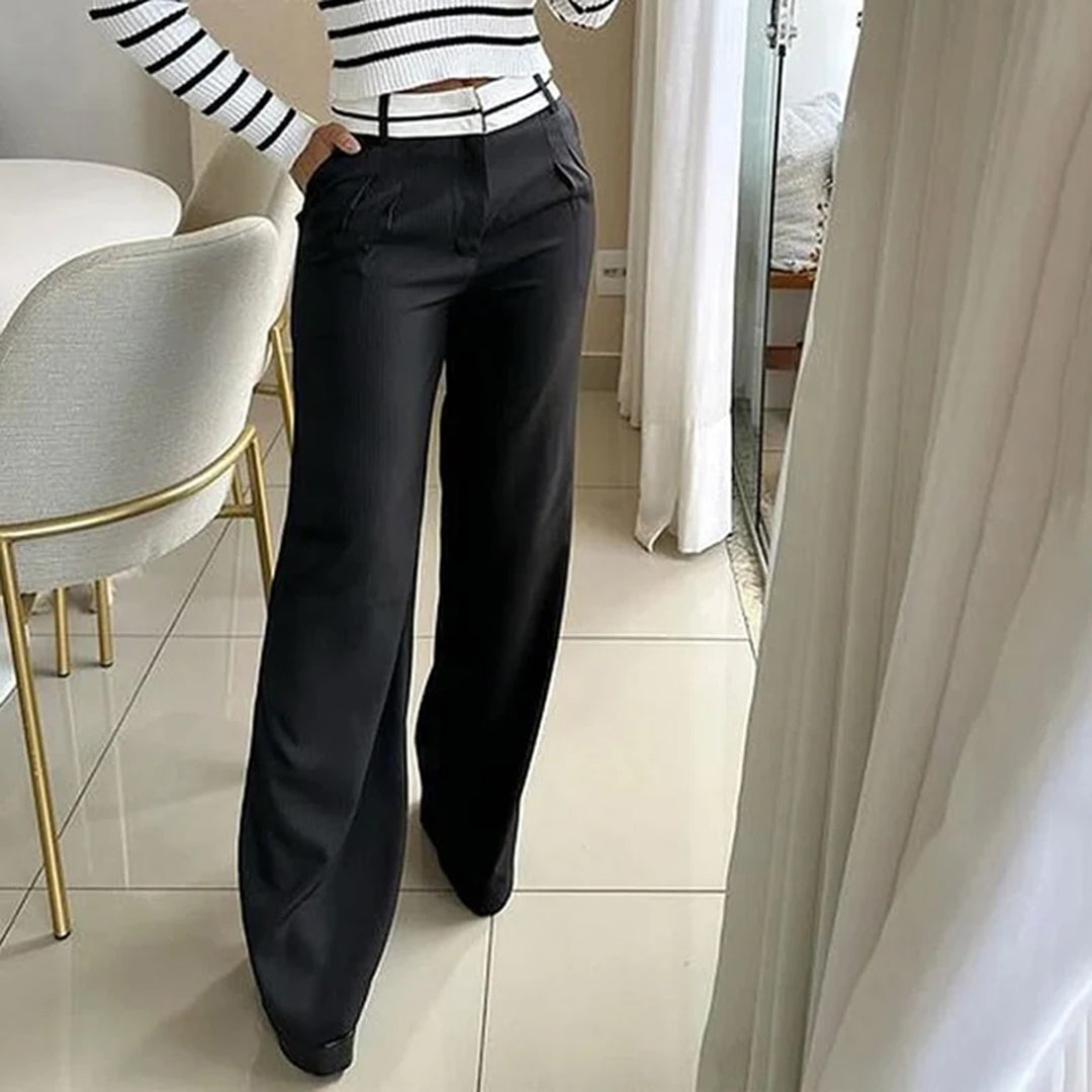 Striped Top Wide Leg Two-Piece Set