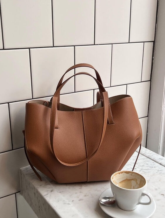 Vintage Leather Tote Bag for Women