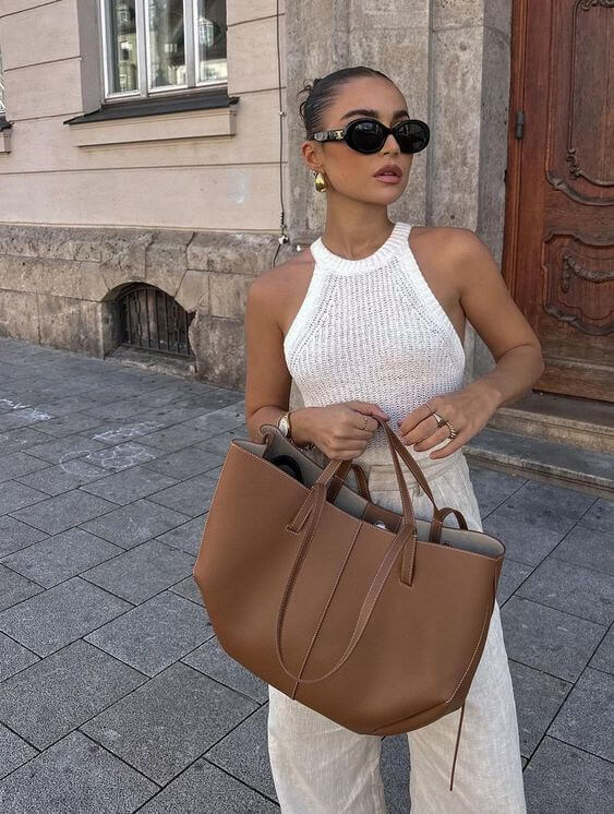 Spacious Vintage Leather Tote Bag