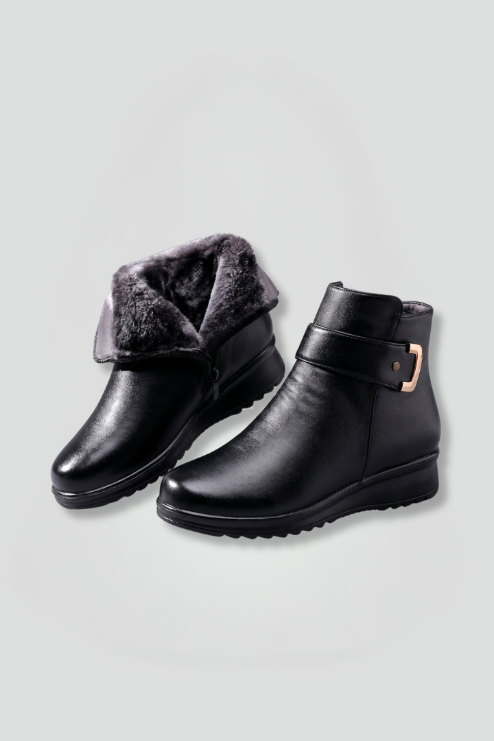 Structured Orthopedic PU Leather Ankle Boots