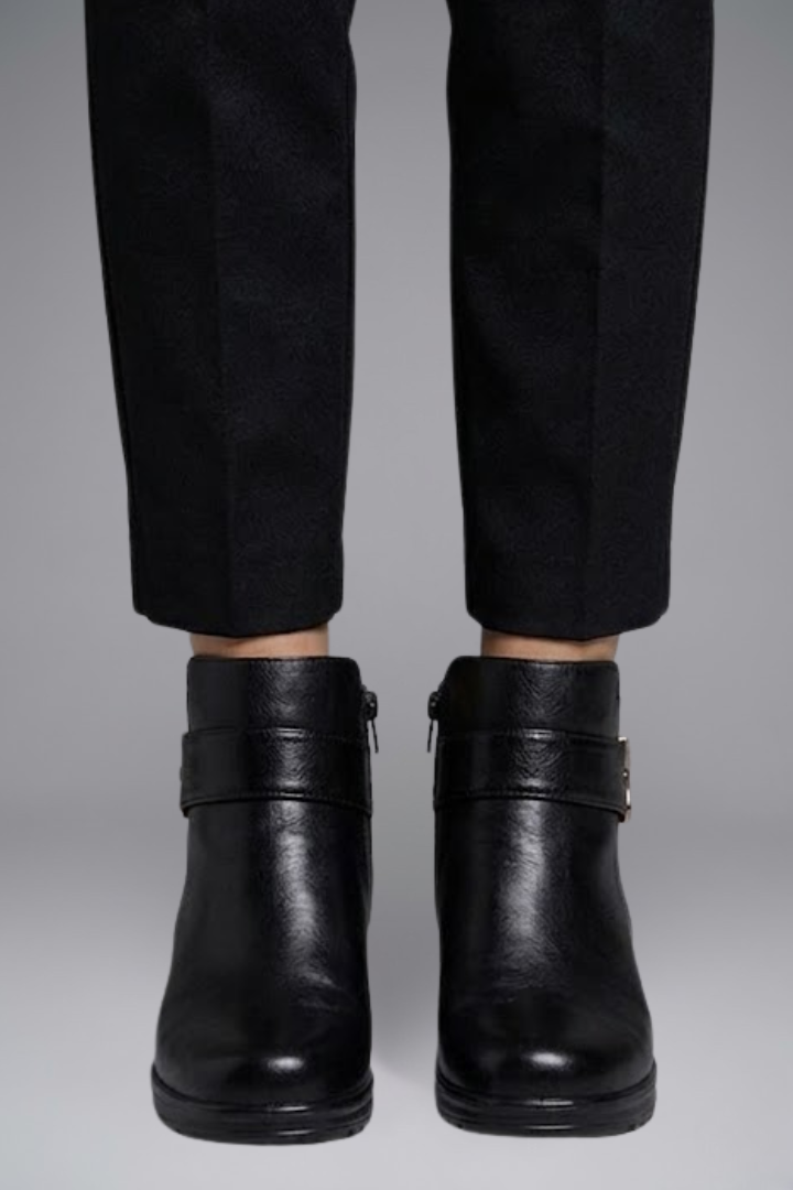 Structured Orthopedic PU Leather Ankle Boots