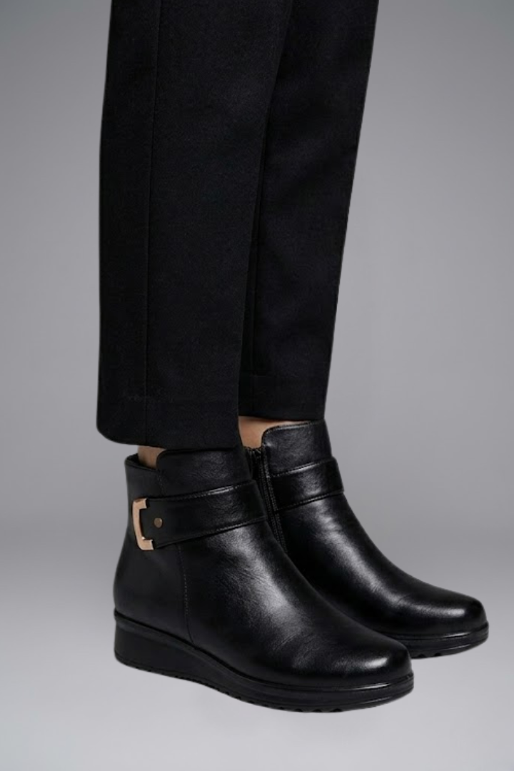 Structured Orthopedic PU Leather Ankle Boots