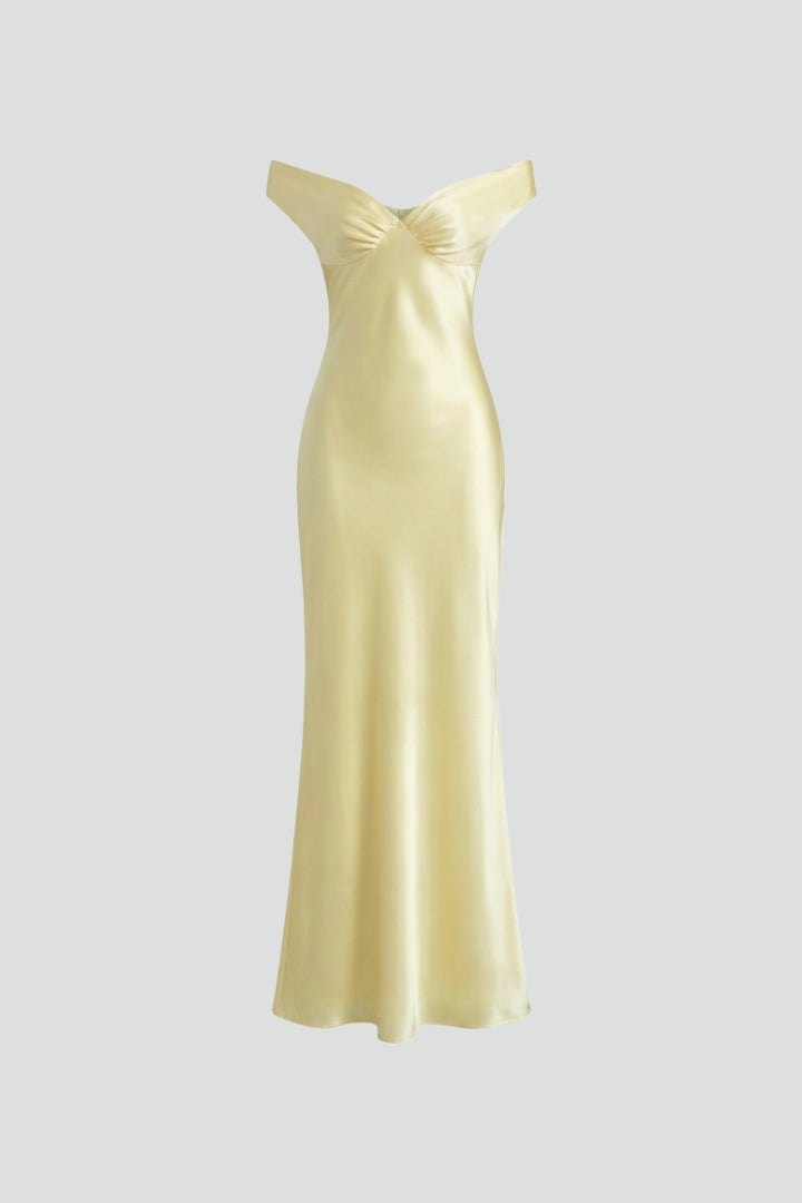 Off-Shoulder Maxi Dress with Fitted Bodice