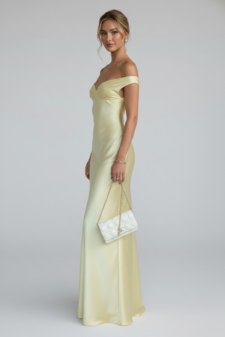 Off-Shoulder Maxi Dress with Fitted Bodice