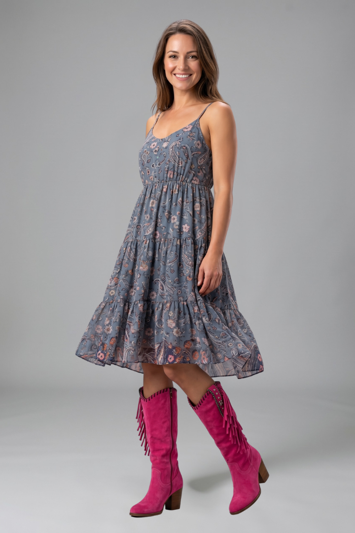 Women's Orthopaedic Block Heel Boots with Fringe Detail