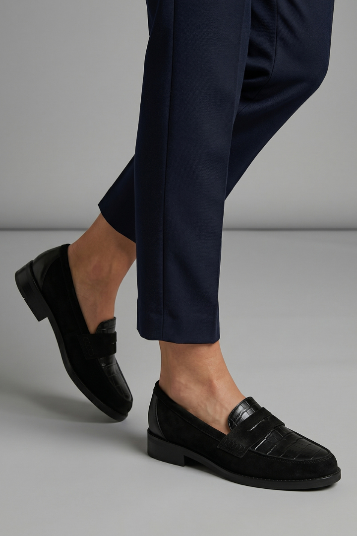 Croc-Embossed Orthopedic Slip-On Loafers