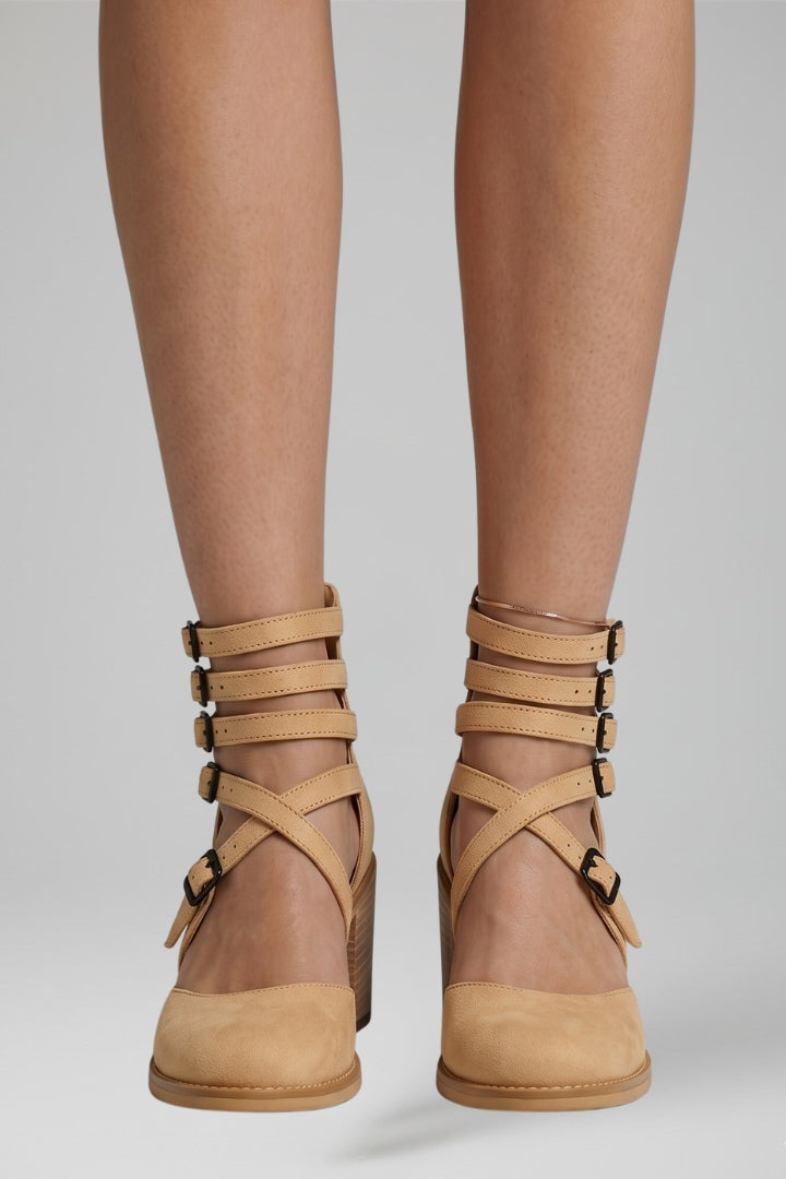 Women's Sandals with Buckle Strap and Cushioned Footbed