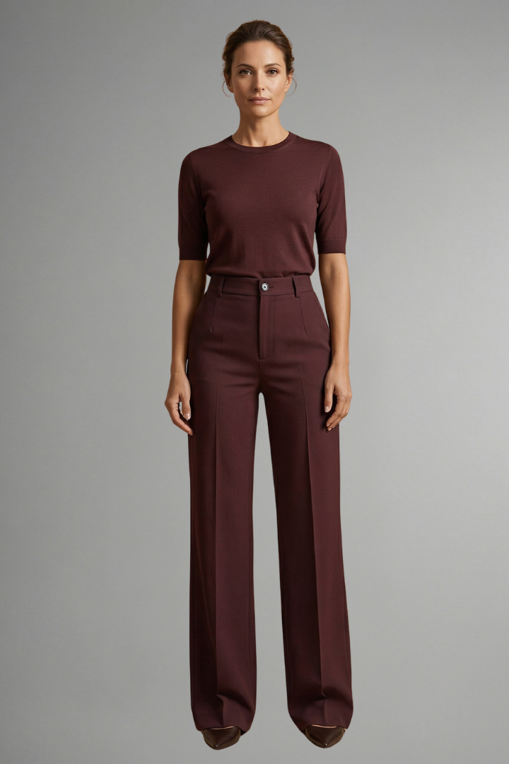 High Waist Straight Leg Pull-On Trousers