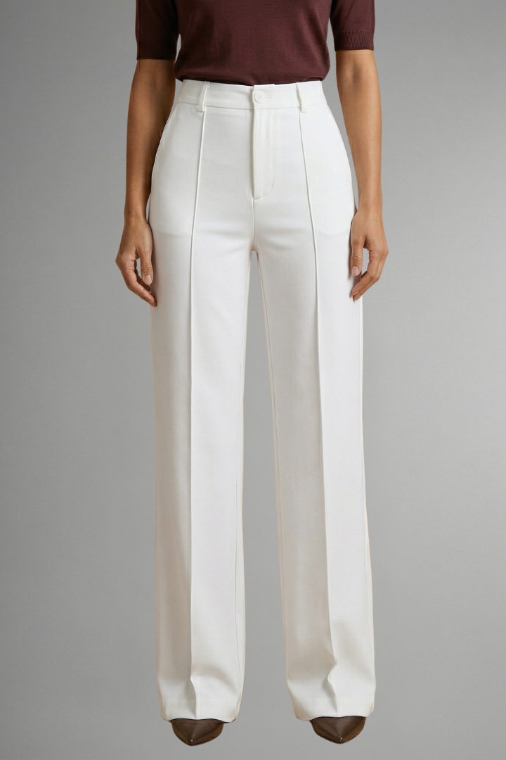 High Waist Straight Leg Pull-On Trousers