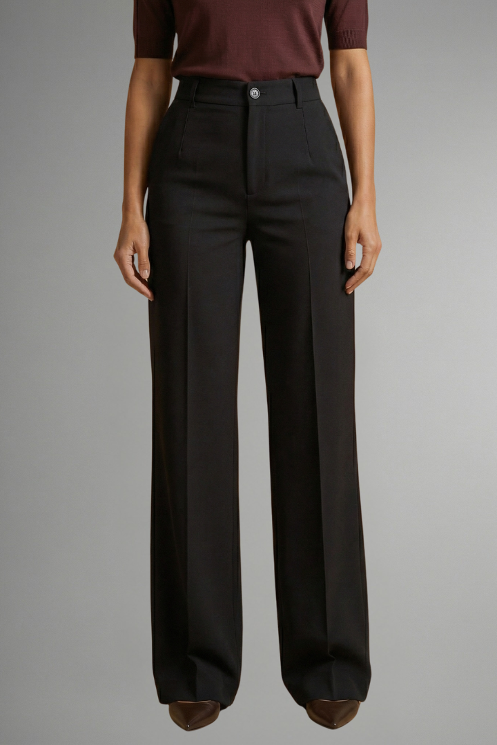 High Waist Straight Leg Pull-On Trousers