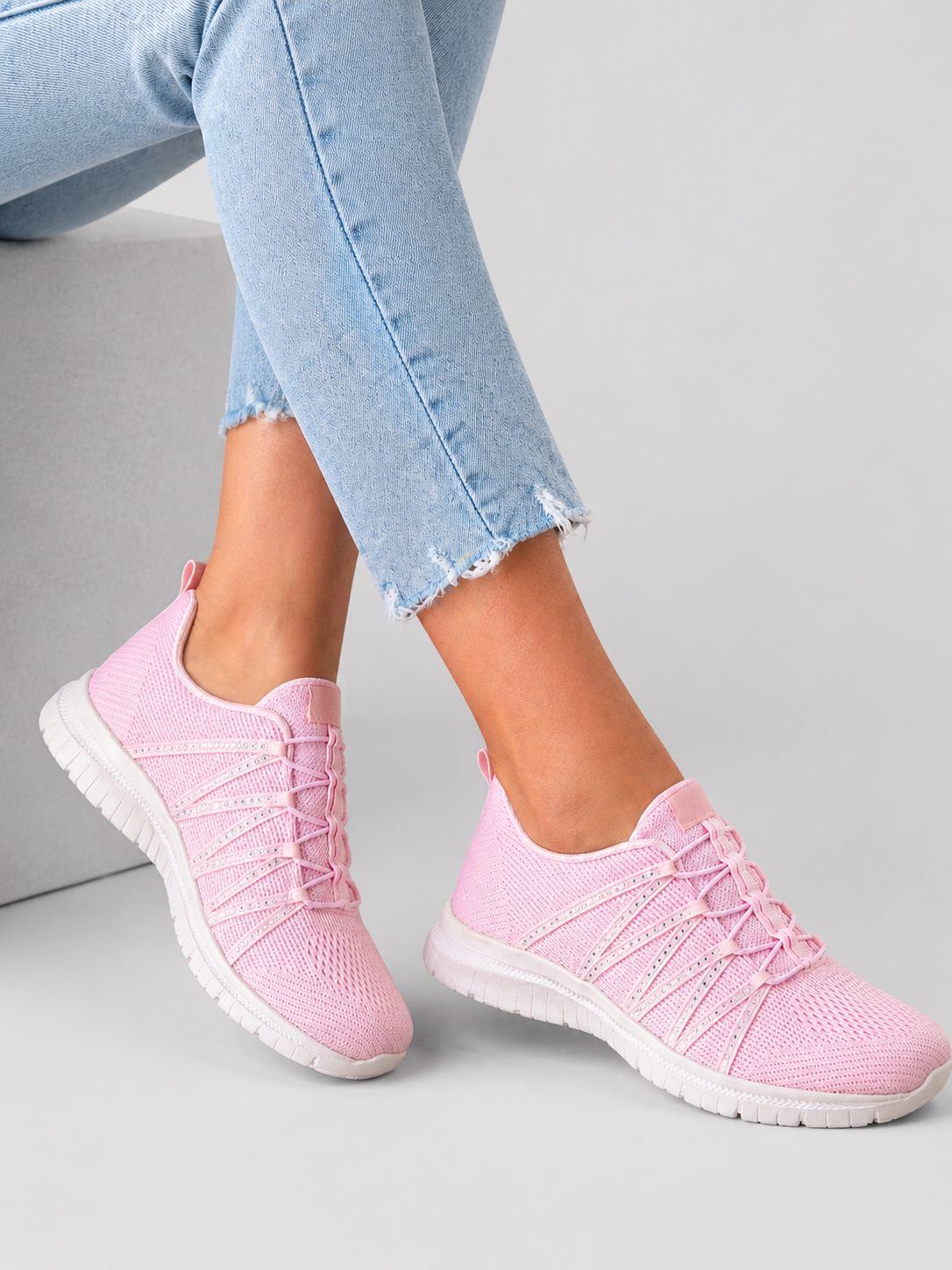 Sparkle Knit Slip-On Trainers