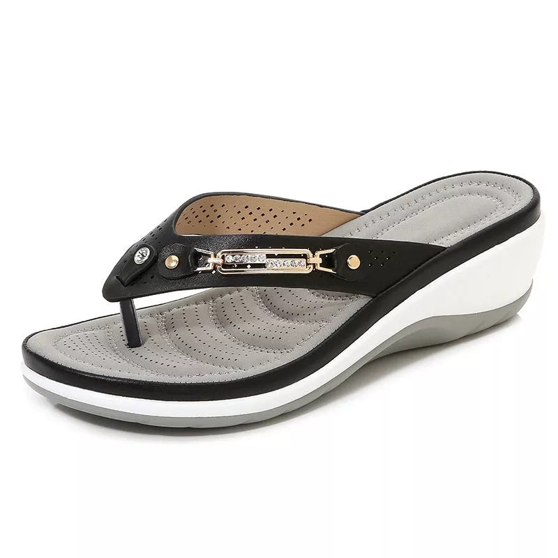 Women's Leather Arch Support Sandals with Cushioned Footbed