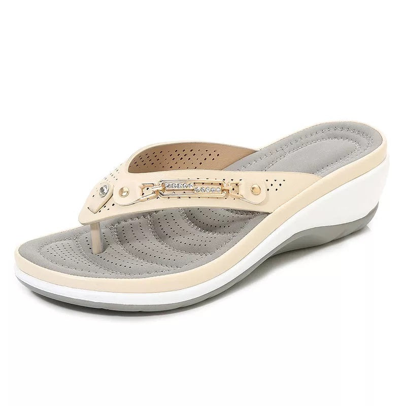 Women's Leather Arch Support Sandals with Cushioned Footbed