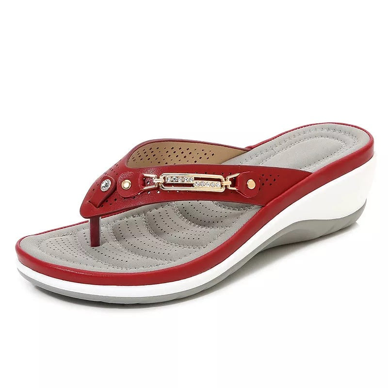 Women's Leather Arch Support Sandals with Cushioned Footbed