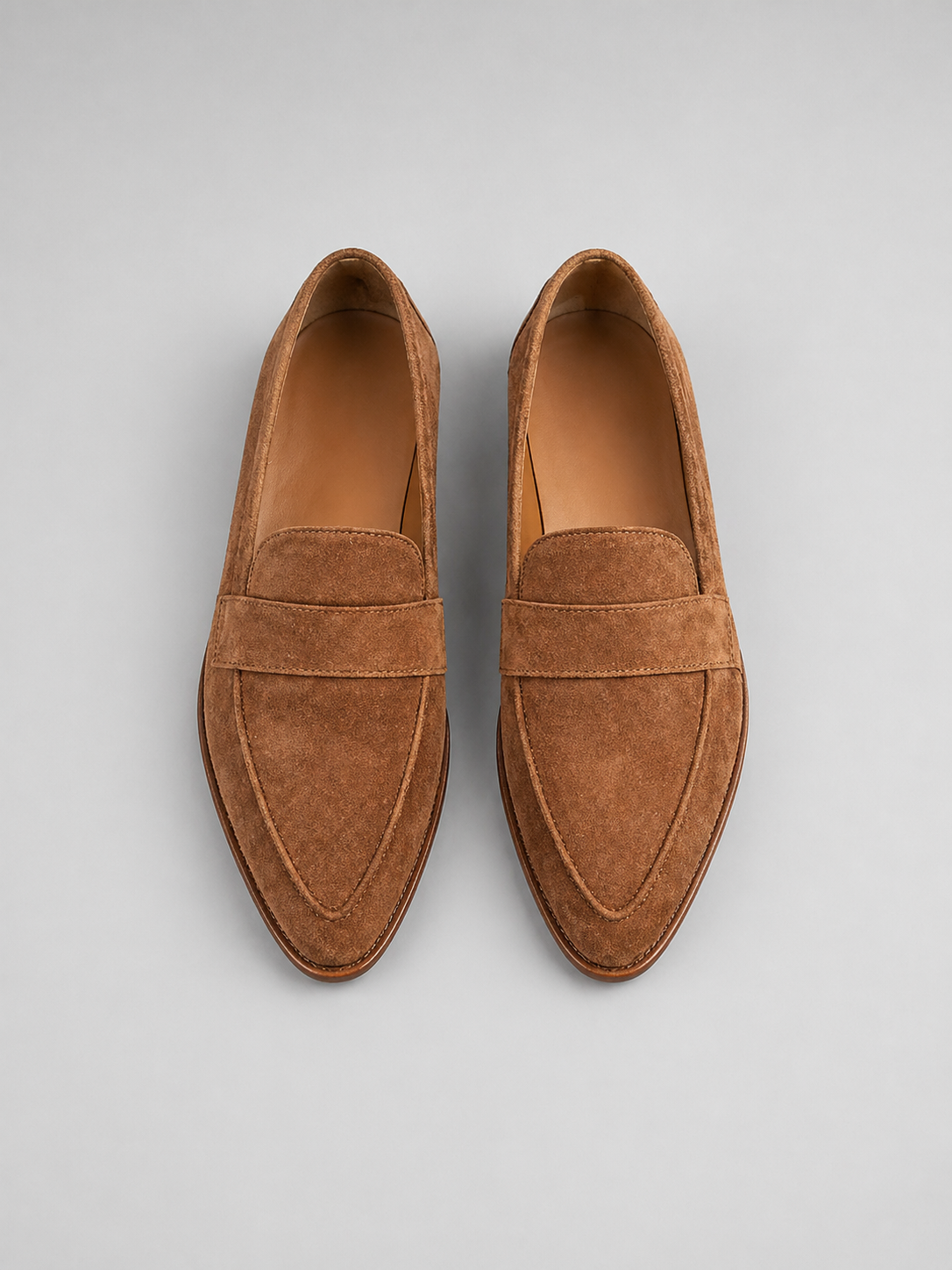 Pointed Comfort Loafers in Suede Style