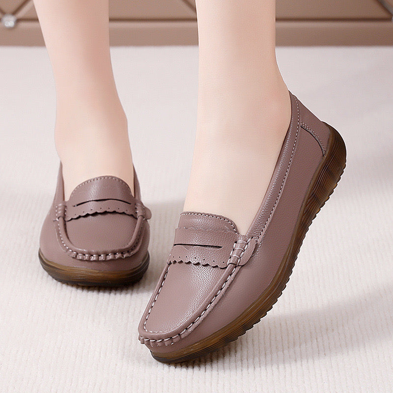 Orthopaedic Wide Fit Leather Slip-On Loafers for Women