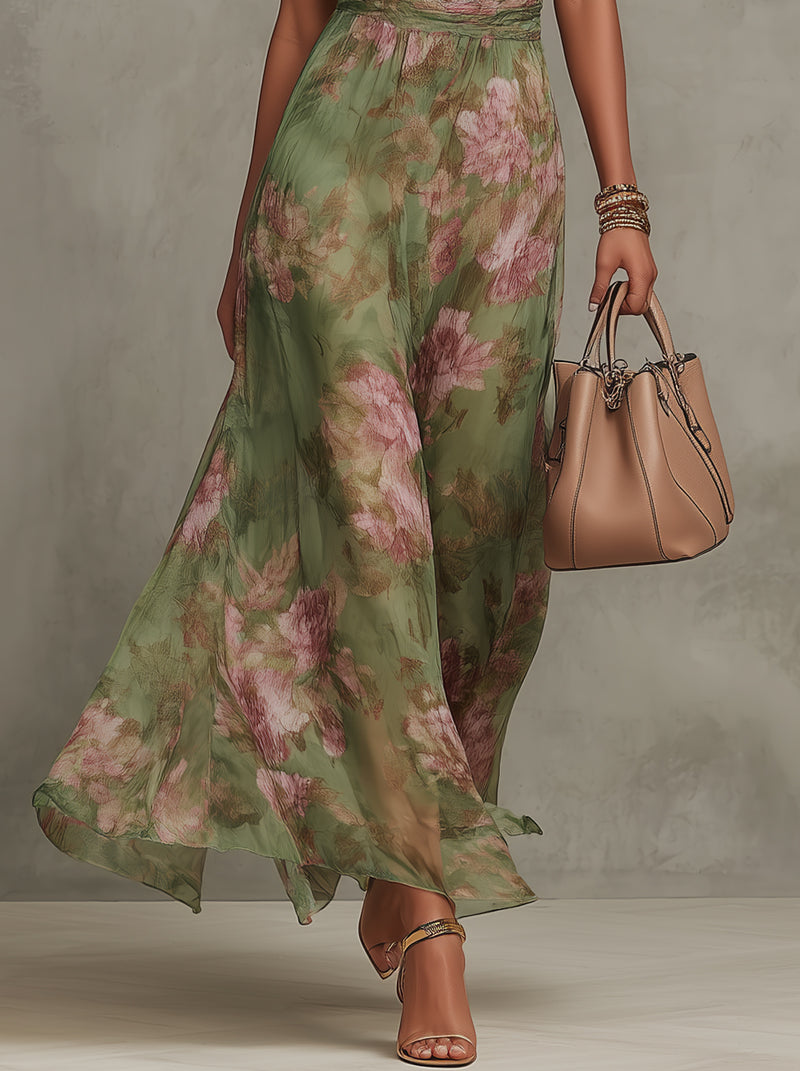 Halter Neck Floral Summer Maxi Dress