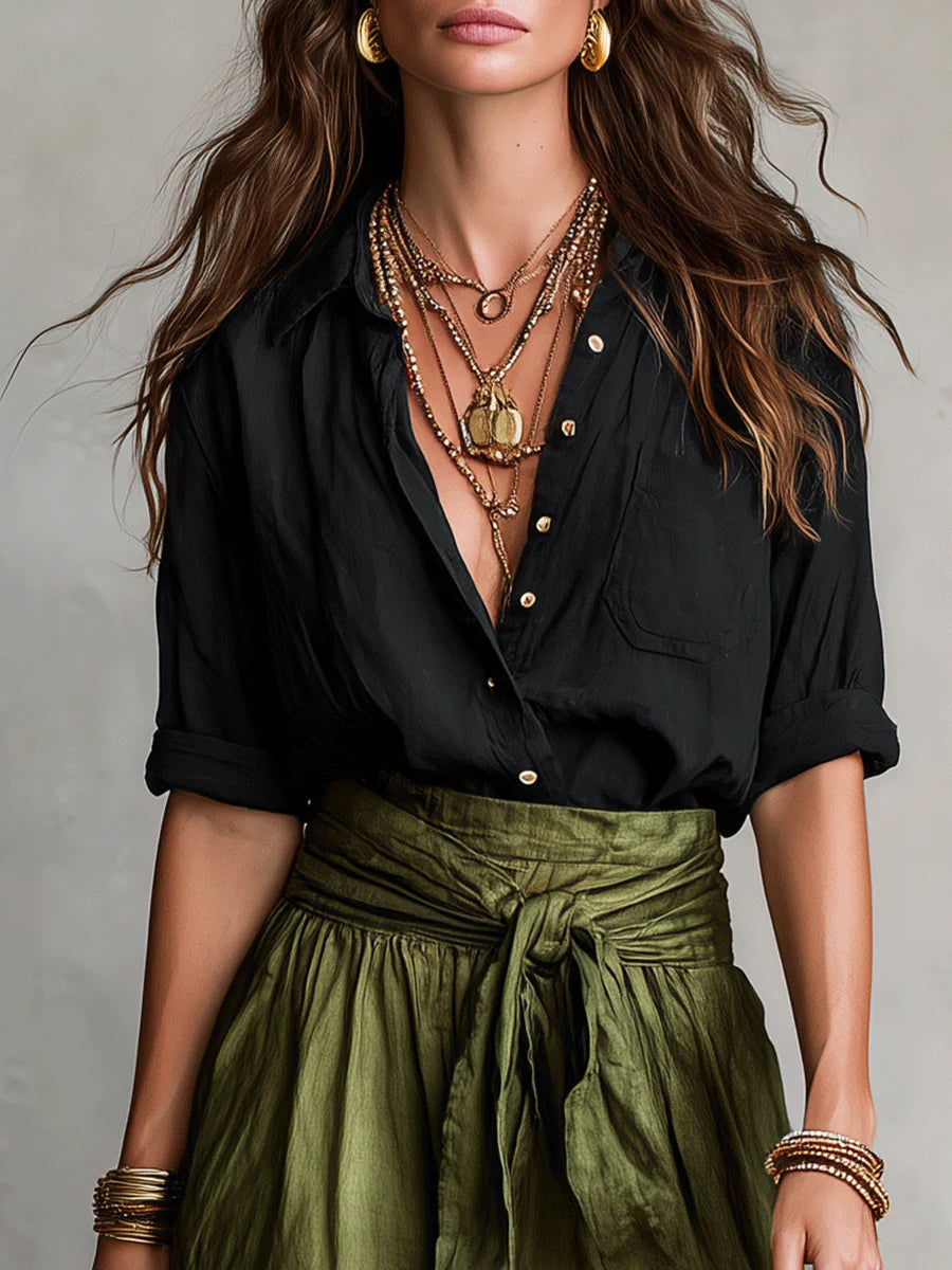 Two Piece Midi Skirt and Long Sleeve Top Set