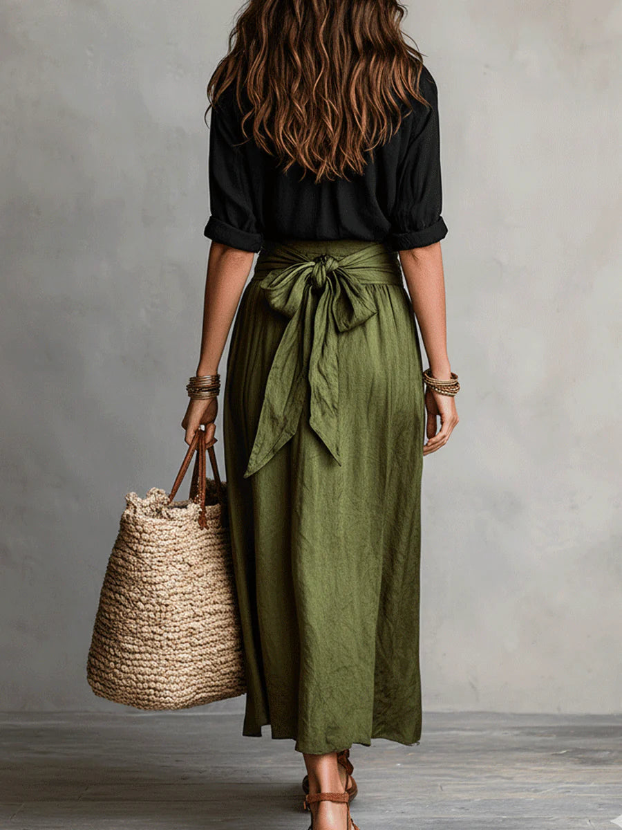 Two Piece Midi Skirt and Long Sleeve Top Set