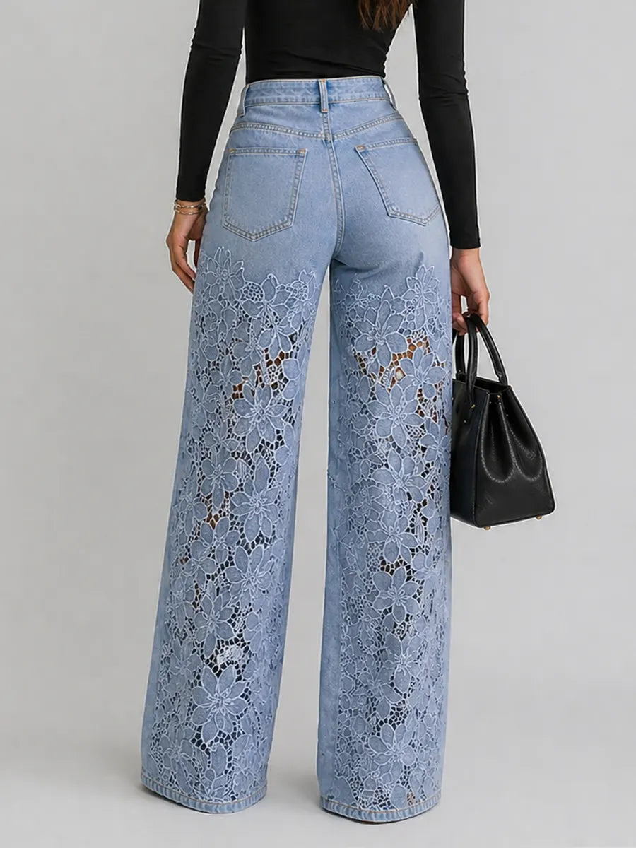 Kaliora Floral Lace Wide Leg Jeans