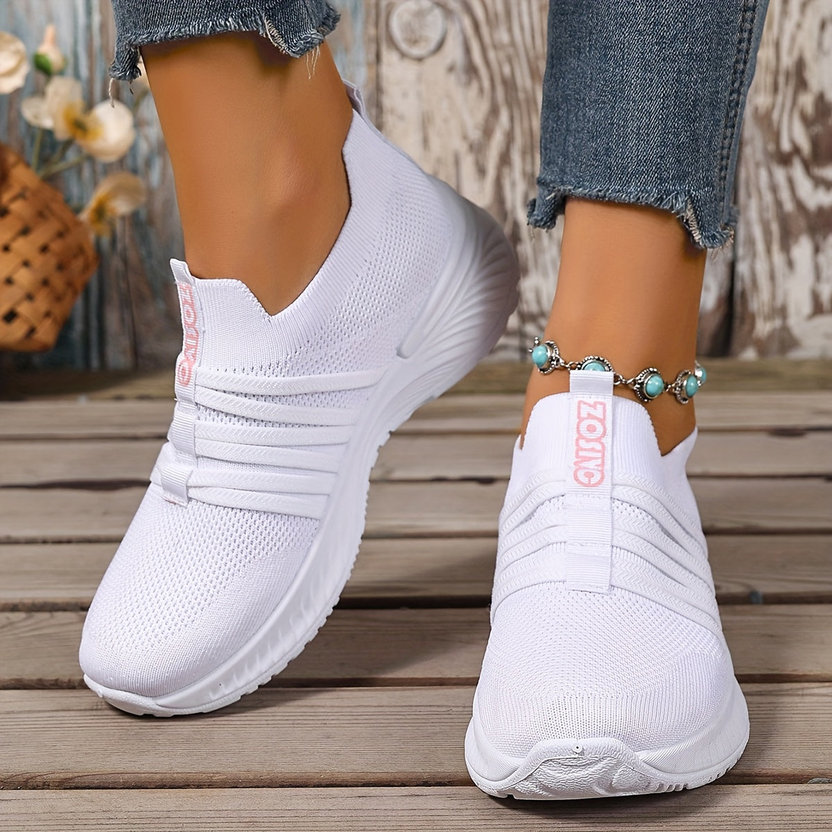 Women's Slip-On Walking Shoes with Cushioned Sole