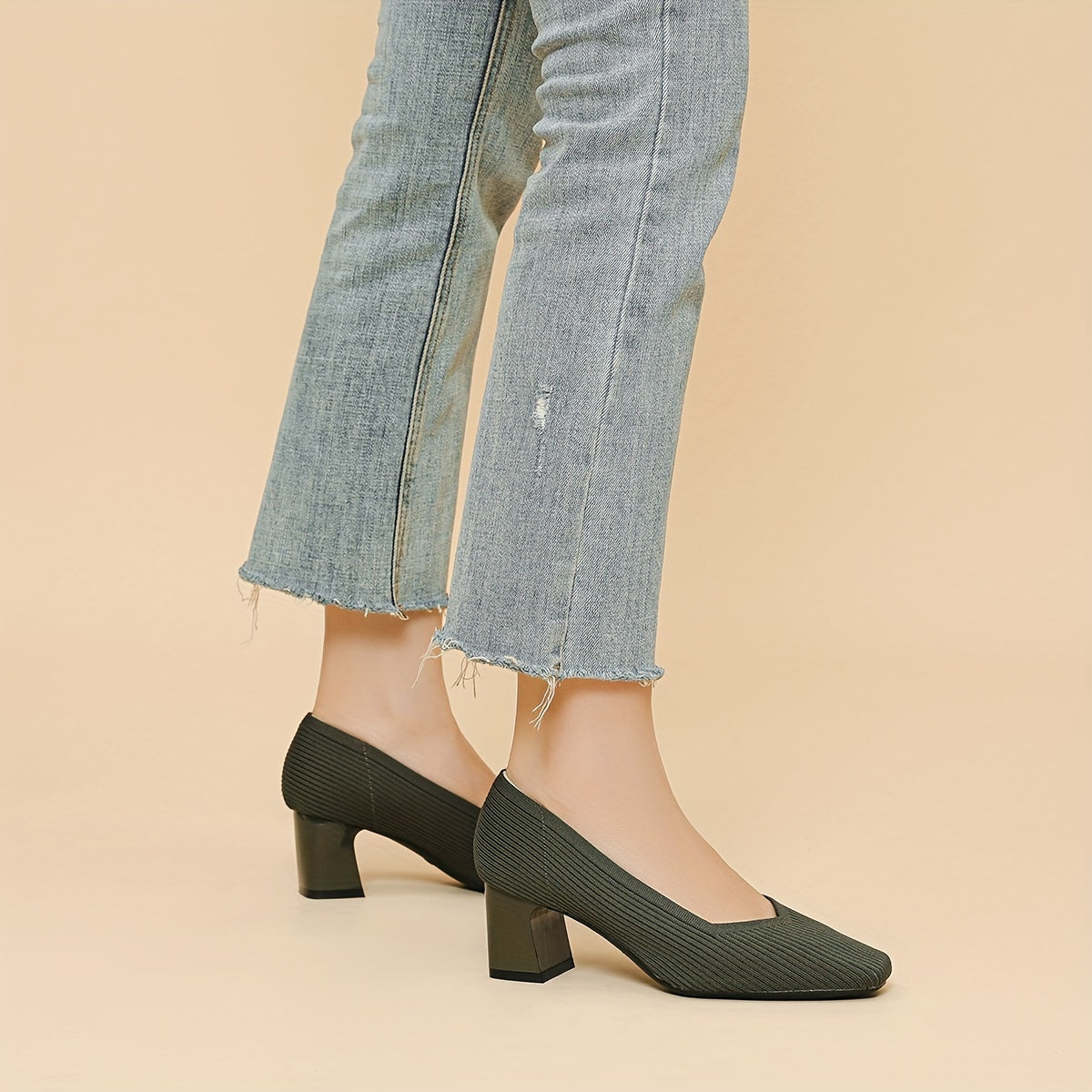 Pointed Toe Orthopedic Block Heel Pumps