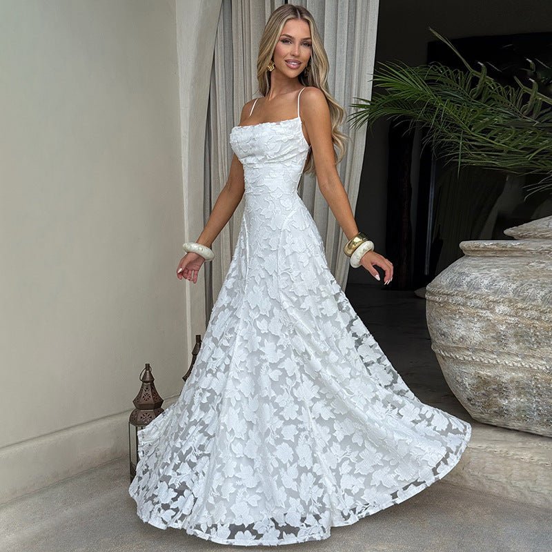 Floral Spaghetti Strap Evening Dress