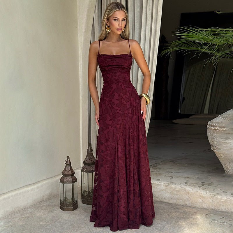 Floral Spaghetti Strap Evening Dress