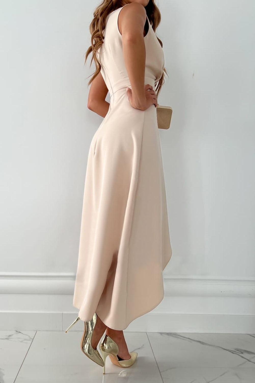 Sleeveless V-Neck Wrap Maxi Dress