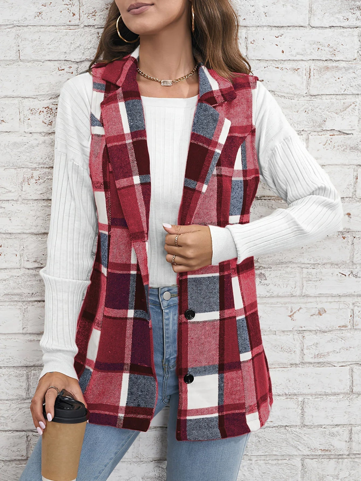 Drunelle Elegant Tailored Check Waistcoat