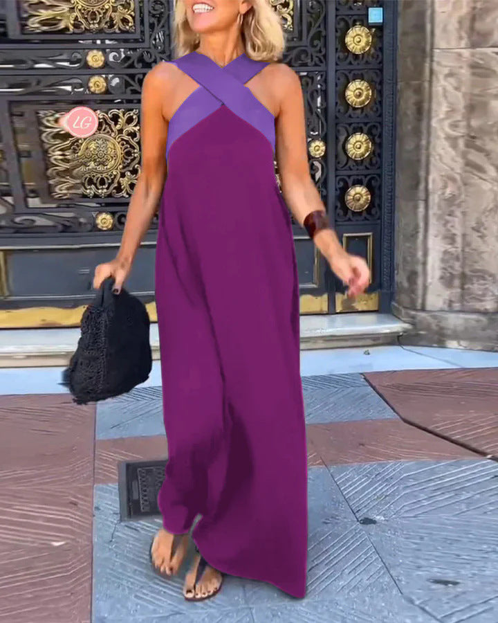 Breathable Crossed Back Open Maxi Dress