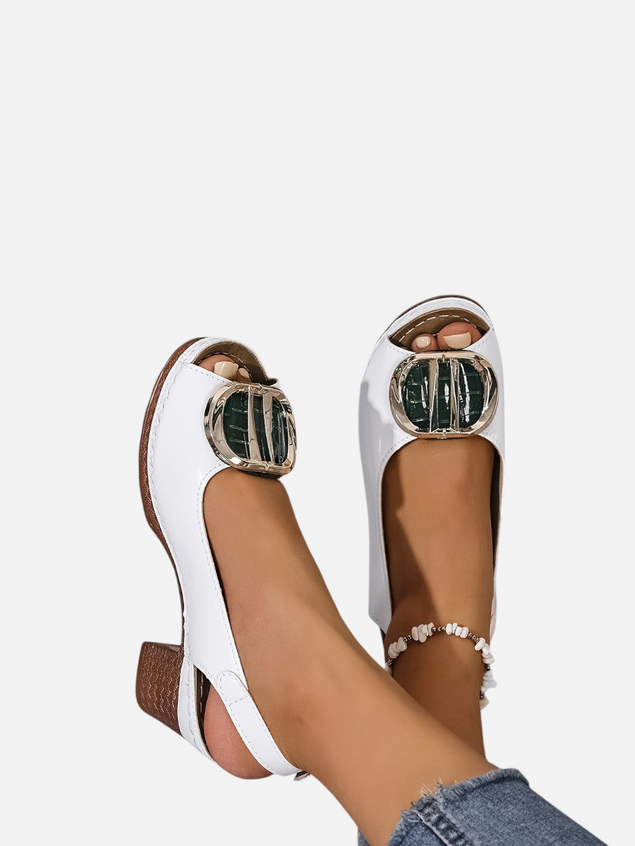 Glossy Comfort Strap Heels